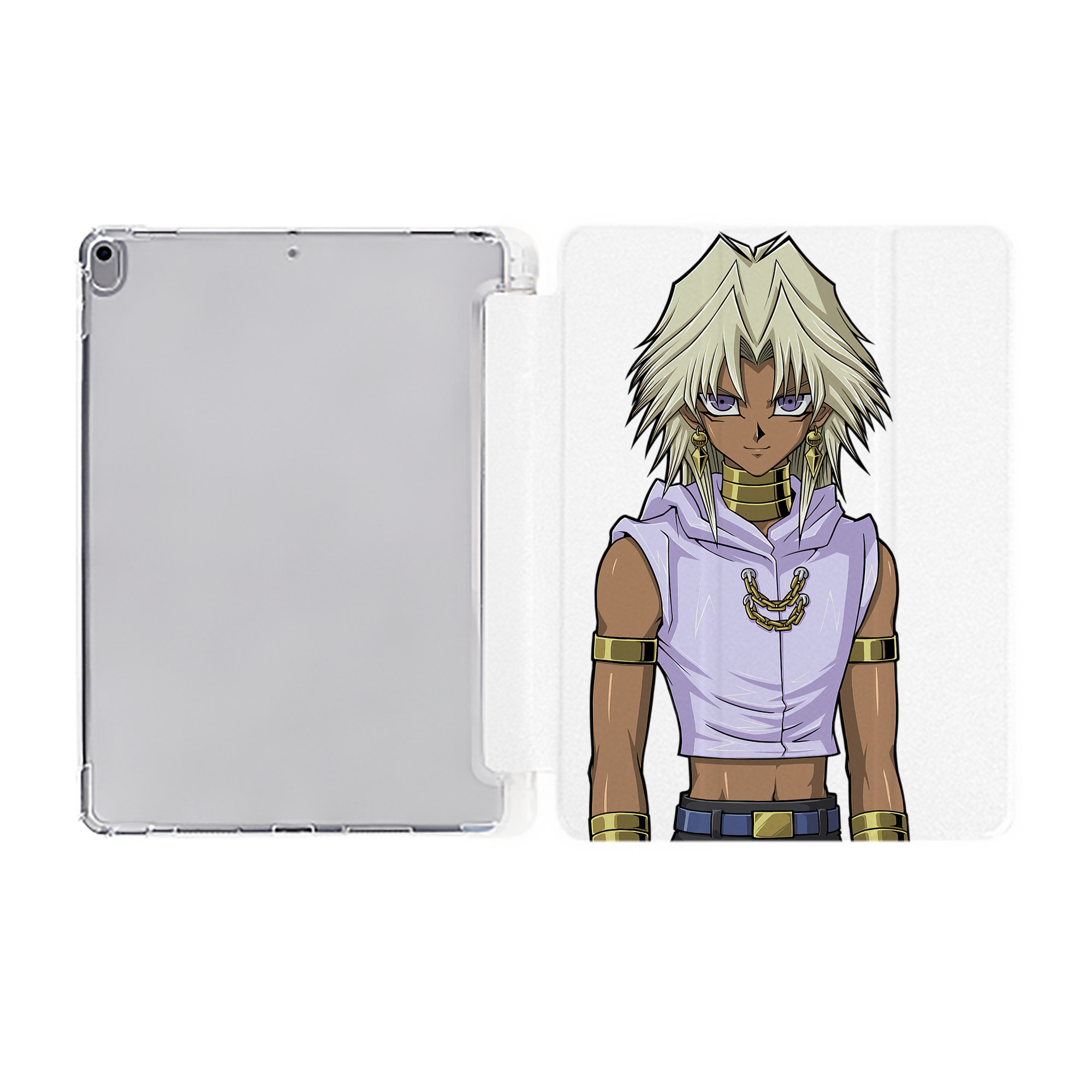 （画像用） 遊☆戯☆王 Yu-Gi-Oh! IPad ケース ペン収納付き 三つ折りスタンド PUレザー×シリコン 対応機種9.5/10.5/10.9インチ
